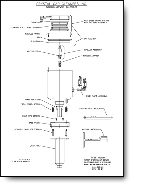 General Exploded Assembly of Crystal Cap Cleaner